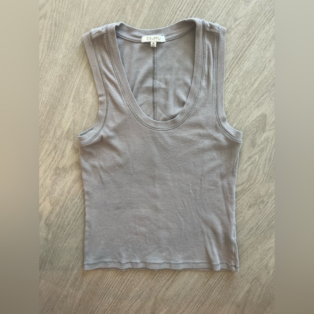 Scoop neck charcoal grey tank top